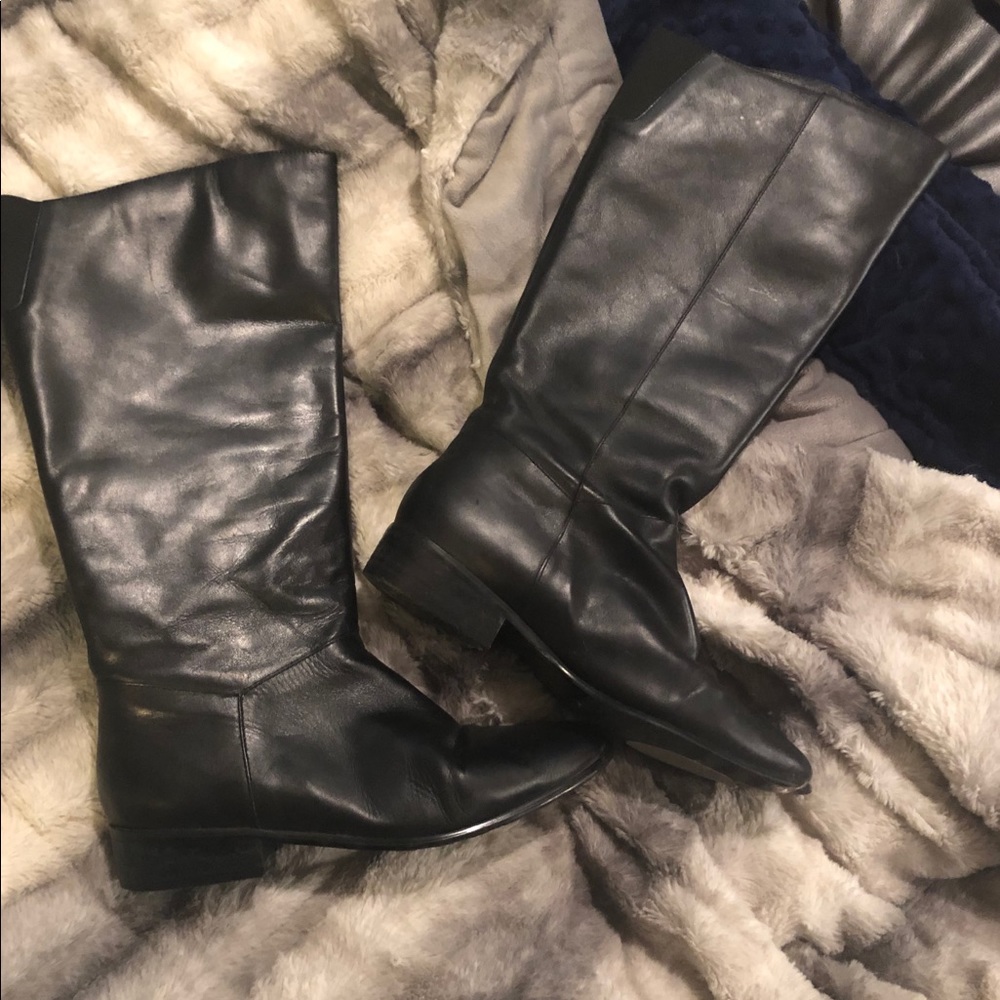 Black leather boots